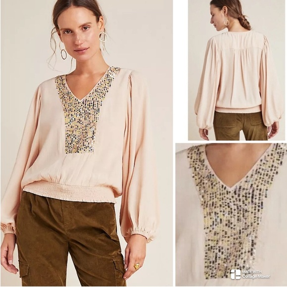 Anthropologie Maeve Kristie blush peasant top - Picture 1 of 8